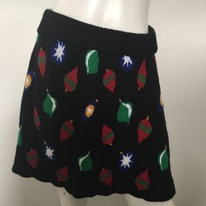 Size Large "Ugly" Black Christmas Sweater Skirt w/ Ornament Pattern